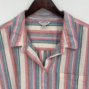 Orvis Women's XXL Striped Button-Up Shirt Linen & Rayon